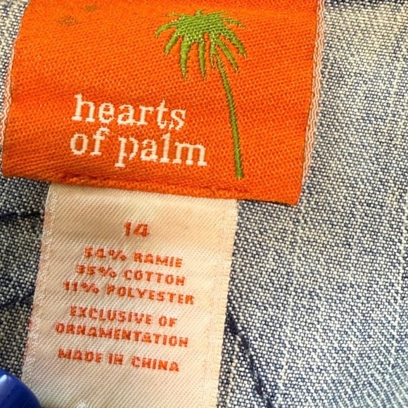 VTG Hearts of Palm Embroidered Denim Jacket Blue Paisley Size 14 L/XL Boho Artsy - Picture 2 of 11